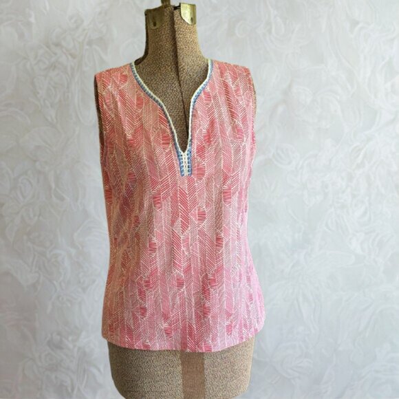 J. McLaughlin Pink Sleeveless Fitted Tank Top, Sz M - Picture 1 of 10